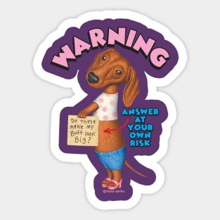 Cute Doxie Dog wearing Shorts, short tee, and sandals Sticker